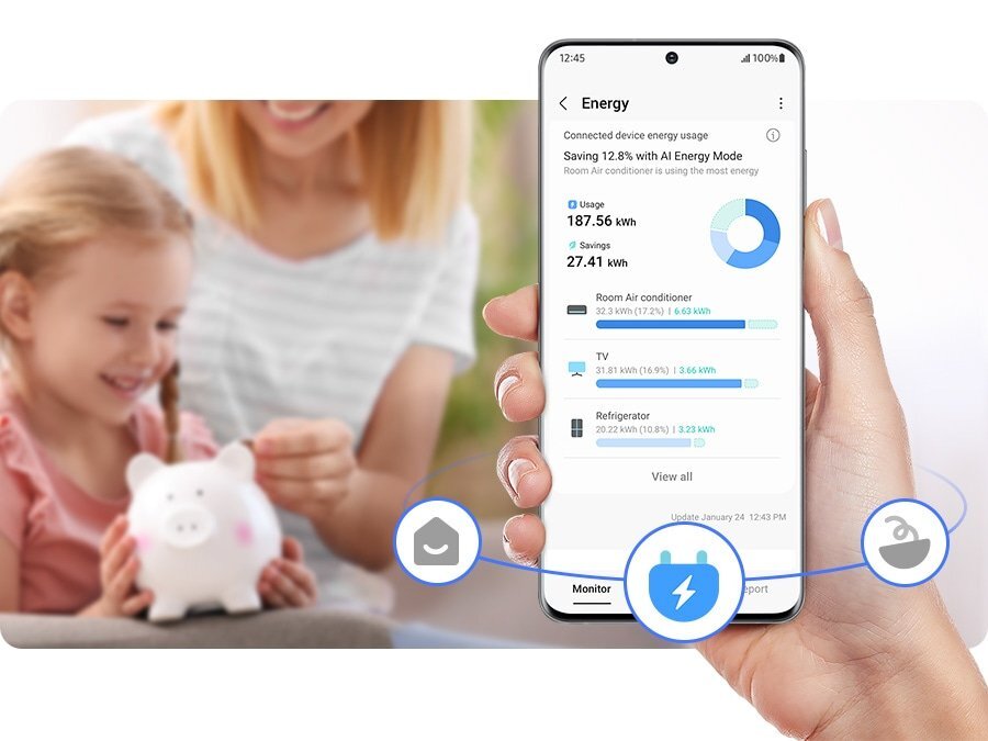 &Uuml;berwacht und verwaltet den Energieverbrauch von smarten vernetzten Ger&auml;te f&uuml;r einen energieeffizienten Umgang im Zuhause und um Geld zu sparen.