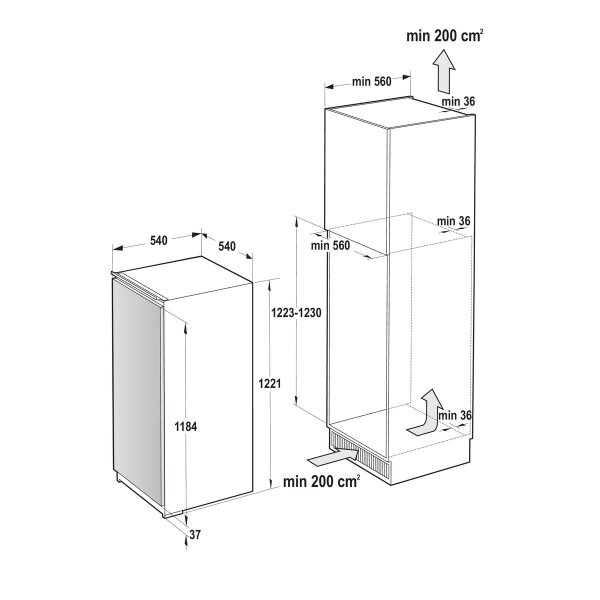 Gorenje Einbau integriert K&uuml;hlschrank/Gefrierschrank, 122.1 x 54 x...