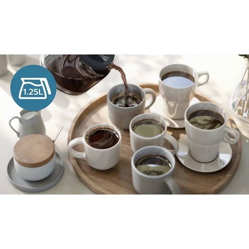 Genieße bis zu 10 Tassen heißen Kaffee mit der 1,25-Liter-Kanne