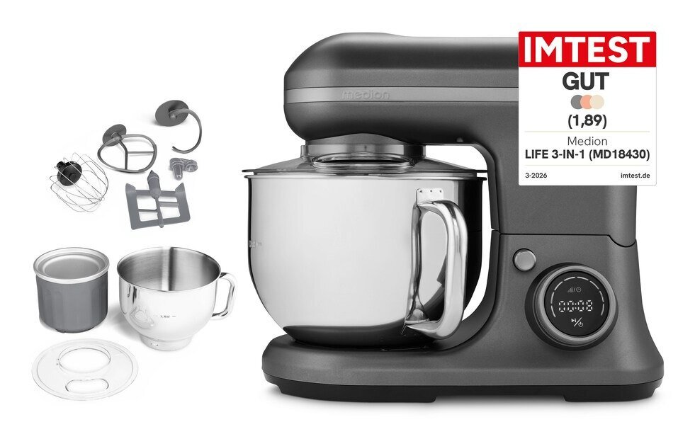 MEDION LIFE 3-in-1 K&uuml;chenmaschine 1200 W 5 l Schwarz