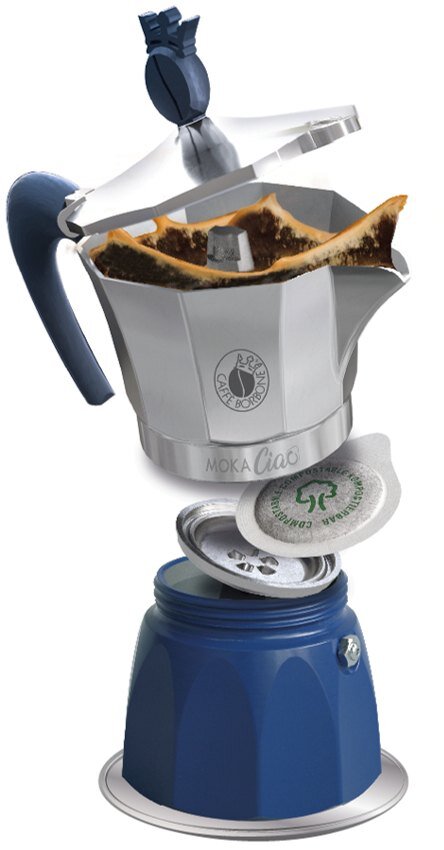 Caff&egrave; Borbone MokaCiao Mokka-Kanne Blau, Grau