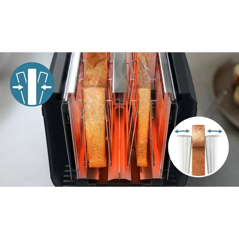 Gleichmäßig Toasten mit den 2 großen, selbstzentrierenden Toastkammern