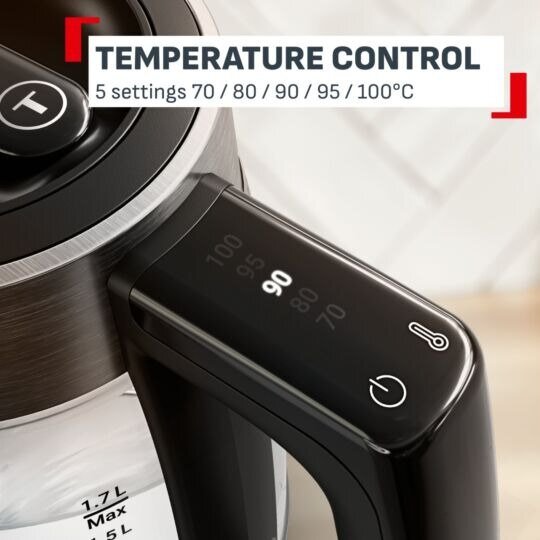 Tefal KO760DG0 Wasserkocher 1,7 l 2200 W Edelstahl, Schwarz, Transparent